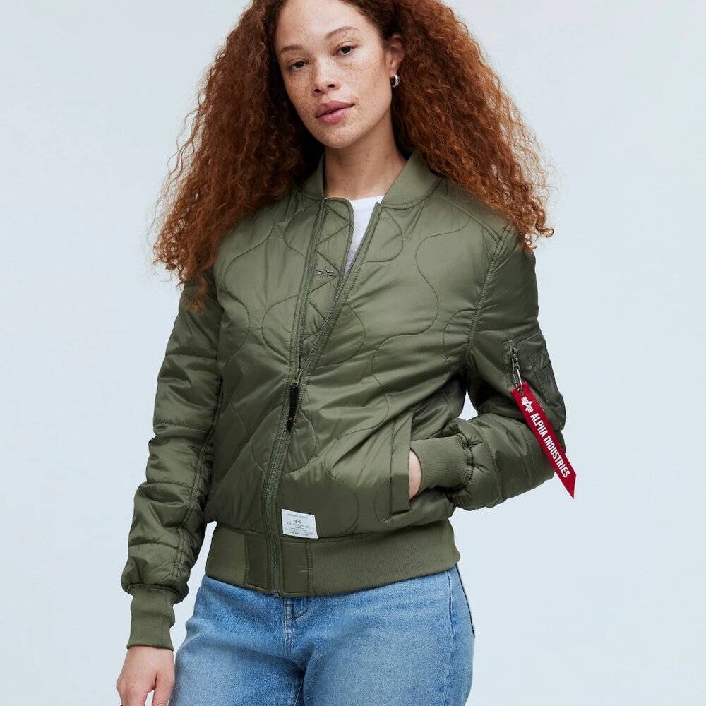 NWT Alpha Industries & Madewell L-2B Quilted Flight Jacket - Picture 1 of 5